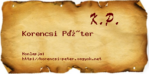 Korencsi Péter névjegykártya