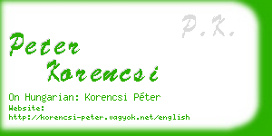 peter korencsi business card