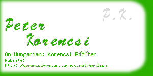 peter korencsi business card